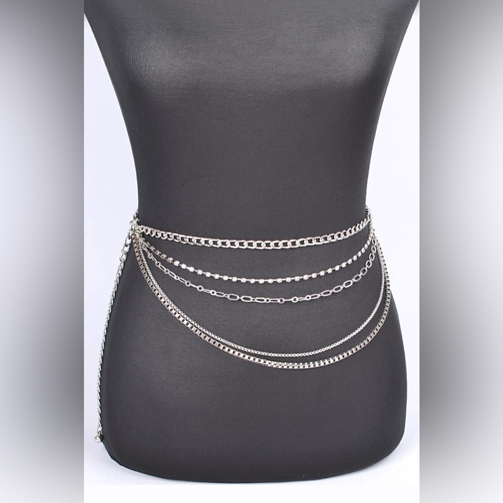 Plus Size Rhinestone Chain Layered Statement Belt - Picture 5 of 6